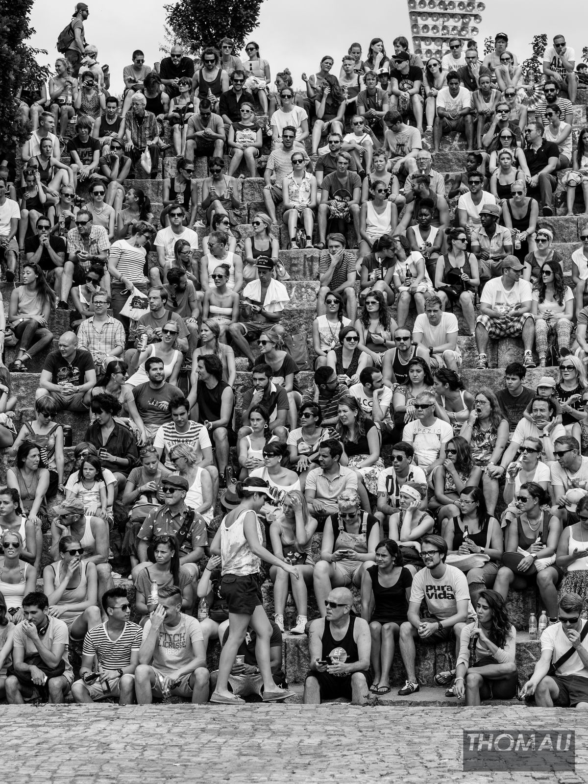 People @Mauerpark Berlin on a sunday eagerly waiting for the open karaoke to start