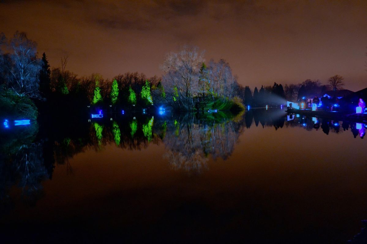 Park lit up at night