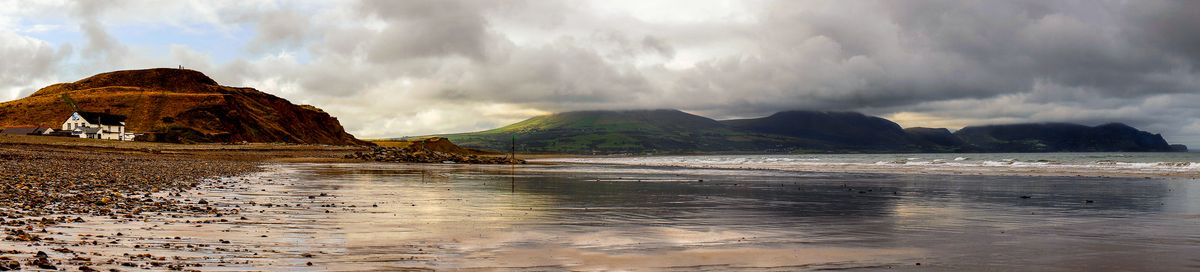 View of the Llyn Peninsula from Dinas Dinlle beach North Wales.