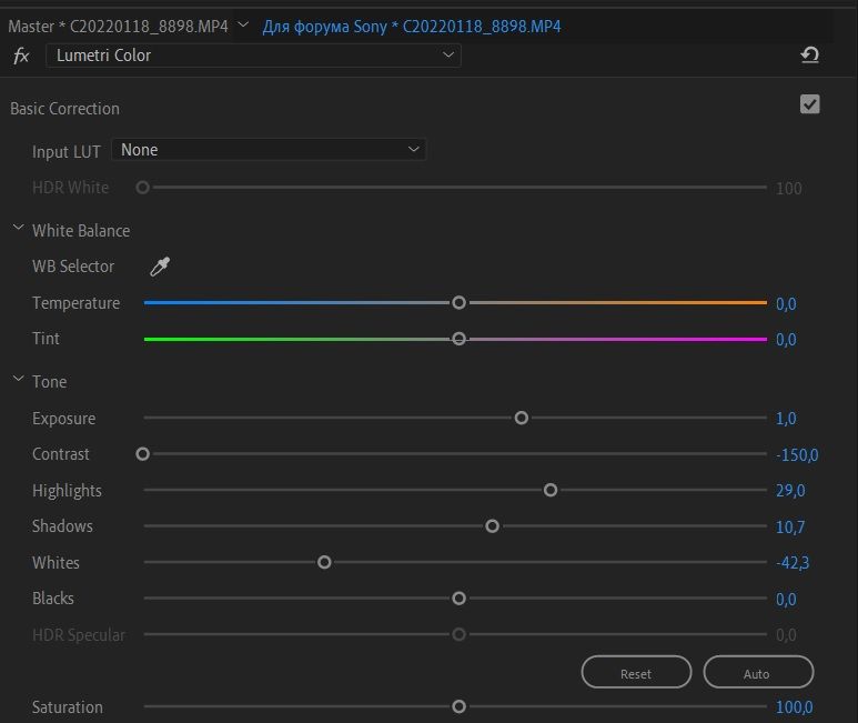 Lumetri Color pp off dro 5 nt iso 80 после цветокоррекции